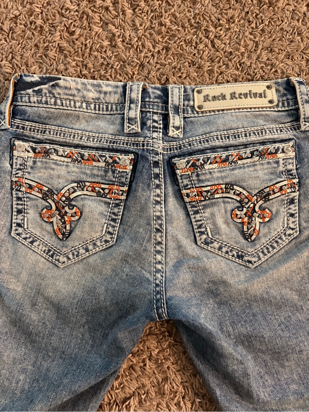Rock Revival Women's Acid Wash Skinny Jeans with Embroidered Pockets size 27 - Picture 4 of 7